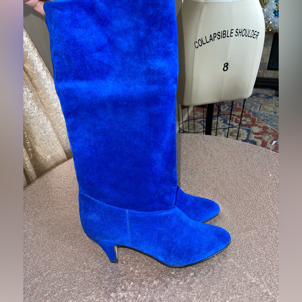 Nwot Bellissima Royal Blue Suede Boots-Made In Italy